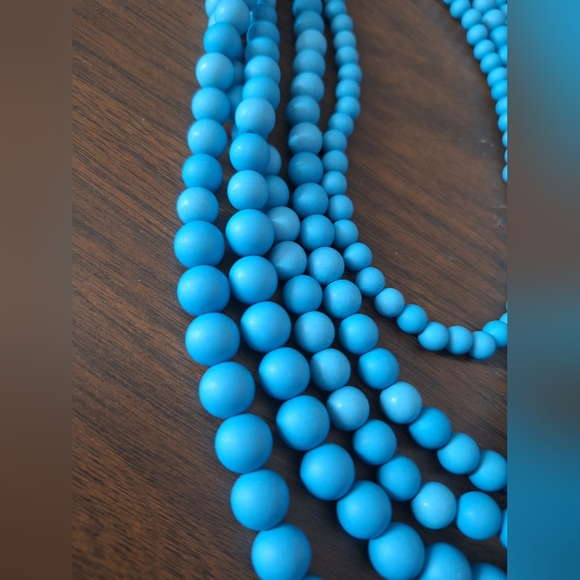 Lisa e blue beaded 5 strand statement necklace - Picture 2 of 6